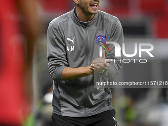 Al Shahania SC head coach Alvaro Perez reacts during the Ooredoo Qatar Stars League 24/25 match between Al Rayyan SC and Al Shahania SC at A...