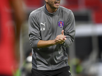 Al Shahania SC head coach Alvaro Perez reacts during the Ooredoo Qatar Stars League 24/25 match between Al Rayyan SC and Al Shahania SC at A...