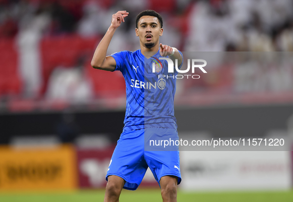 Mohammed Ibrahim of Al Shahania SC celebrates after scoring a goal during the Ooredoo Qatar Stars League 24/25 match between Al Rayyan SC an...