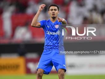 Mohammed Ibrahim of Al Shahania SC celebrates after scoring a goal during the Ooredoo Qatar Stars League 24/25 match between Al Rayyan SC an...