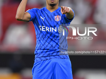 Mohammed Ibrahim of Al Shahania SC celebrates after scoring a goal during the Ooredoo Qatar Stars League 24/25 match between Al Rayyan SC an...