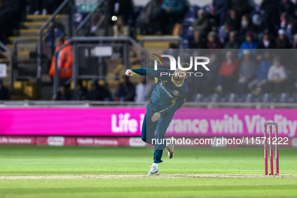 Matthew Short of Australia bowls during the Second Vitality T20 International match between England and Australia at Sofia Gardens in Cardif...