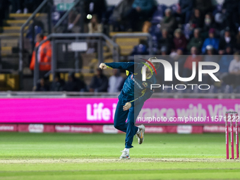 Matthew Short of Australia bowls during the Second Vitality T20 International match between England and Australia at Sofia Gardens in Cardif...