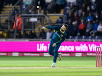 Matthew Short of Australia bowls during the Second Vitality T20 International match between England and Australia at Sofia Gardens in Cardif...