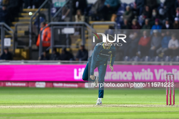 Matthew Short of Australia bowls during the Second Vitality T20 International match between England and Australia at Sofia Gardens in Cardif...