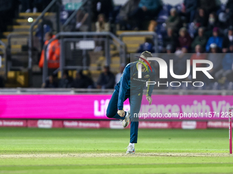 Matthew Short of Australia bowls during the Second Vitality T20 International match between England and Australia at Sofia Gardens in Cardif...