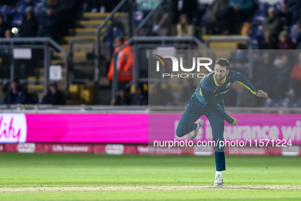 Matthew Short of Australia bowls during the Second Vitality T20 International match between England and Australia at Sofia Gardens in Cardif...