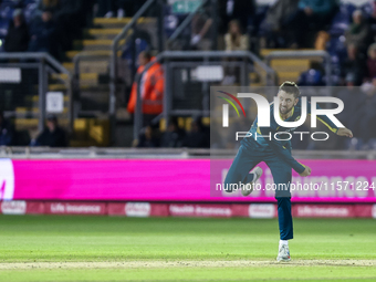 Matthew Short of Australia bowls during the Second Vitality T20 International match between England and Australia at Sofia Gardens in Cardif...