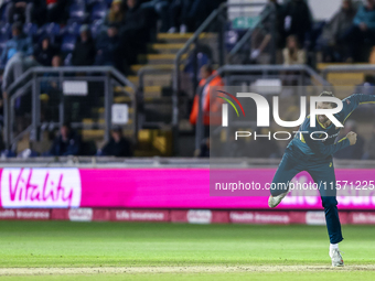 Matthew Short of Australia bowls during the Second Vitality T20 International match between England and Australia at Sofia Gardens in Cardif...