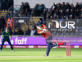 During the Second Vitality T20 International match between England and Australia in Cardiff, Wales, on September 13, 2024. (