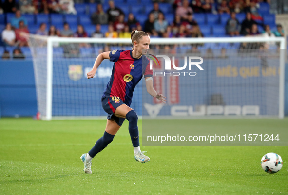 Caroline Graham Hansen plays during the match between FC Barcelona Women and Real Sociedad Women, corresponding to week 2 of the Liga F, at...