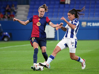 Caroline Graham Hansen and Violeta Garcia play during the match between FC Barcelona Women and Real Sociedad Women, corresponding to week 2...