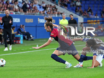 Caroline Graham Hansen and Violeta Garcia play during the match between FC Barcelona Women and Real Sociedad Women, corresponding to week 2...