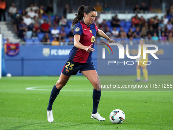 Ingrid Engen plays during the match between FC Barcelona Women and Real Sociedad Women, corresponding to week 2 of the Liga F, at the Johan...