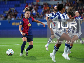 Ewa Pajor plays during the match between FC Barcelona Women and Real Sociedad Women, corresponding to week 2 of the Liga F, at the Johan Cru...