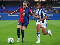 Ewa Pajor and Manuela Vanegas play during the match between FC Barcelona Women and Real Sociedad Women, corresponding to week 2 of the Liga...