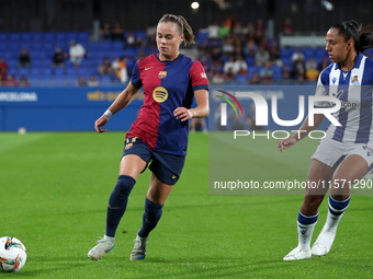 Ewa Pajor and Manuela Vanegas play during the match between FC Barcelona Women and Real Sociedad Women, corresponding to week 2 of the Liga...