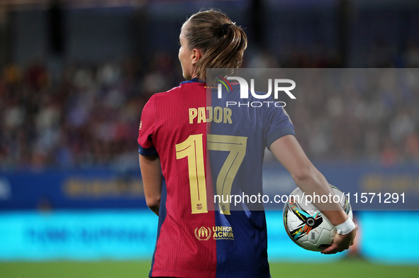 Ewa Pajor plays during the match between FC Barcelona Women and Real Sociedad Women, corresponding to week 2 of the Liga F, at the Johan Cru...