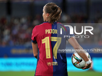 Ewa Pajor plays during the match between FC Barcelona Women and Real Sociedad Women, corresponding to week 2 of the Liga F, at the Johan Cru...