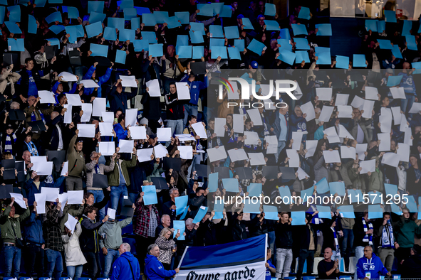 Supporters of FC Den Bosch during the match between Den Bosch and ADO at De Vliert for the Keuken Kampioen Divisie season 2024-2025 in Den B...