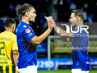 FC Den Bosch player Victor van den Bogaert and FC Den Bosch player Torles Knoll celebrate the goal during the match between Den Bosch and AD...