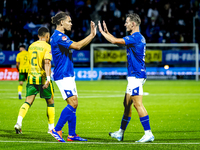 FC Den Bosch player Victor van den Bogaert and FC Den Bosch player Torles Knoll celebrate the goal during the match between Den Bosch and AD...