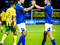 FC Den Bosch player Victor van den Bogaert and FC Den Bosch player Torles Knoll celebrate the goal during the match between Den Bosch and AD...