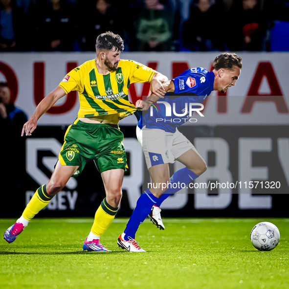 ADO Den Haag player Jordan Lee Bonis and FC Den Bosch player Stan Henderikx during the match between Den Bosch and ADO at De Vliert for the...