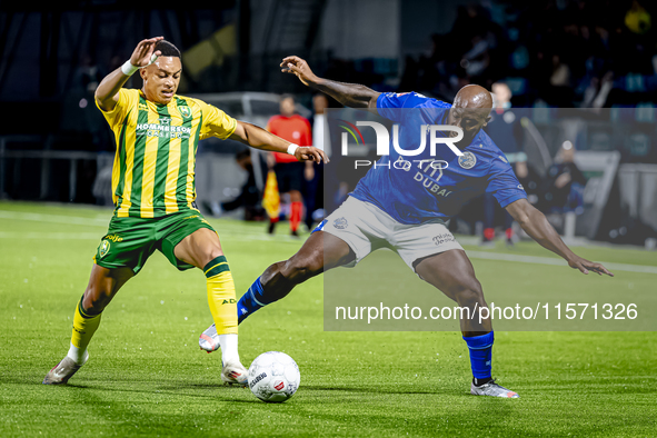 ADO Den Haag player Steven van der Sloot and FC Den Bosch player Danzell Gravenberch during the match Den Bosch vs. ADO at De Vliert for the...