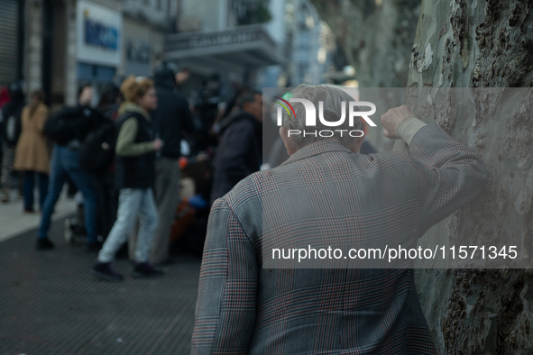 Retirees, social organizations, and unions mobilize in front of the National Congress of the Republic of Argentina in Buenos Aires, Argentin...