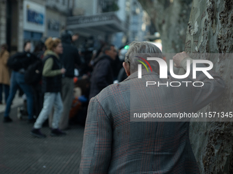 Retirees, social organizations, and unions mobilize in front of the National Congress of the Republic of Argentina in Buenos Aires, Argentin...