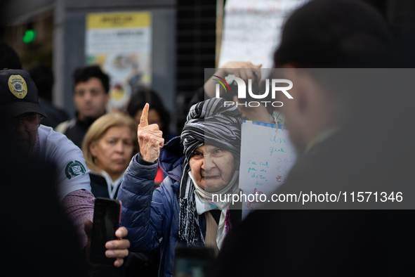 Retirees, social organizations, and unions mobilize in front of the National Congress of the Republic of Argentina in Buenos Aires, Argentin...