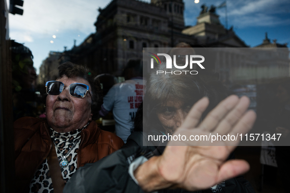 Retirees, social organizations, and unions mobilize in front of the National Congress of the Republic of Argentina in Buenos Aires, Argentin...