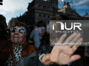 Retirees, social organizations, and unions mobilize in front of the National Congress of the Republic of Argentina in Buenos Aires, Argentin...