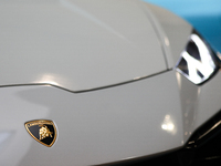 The Lamborghini logo is seen during the Tuning Show Expo in Krakow, Poland, on September 8, 2024. (