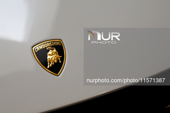 The Lamborghini logo is seen during the Tuning Show Expo in Krakow, Poland, on September 8, 2024. 