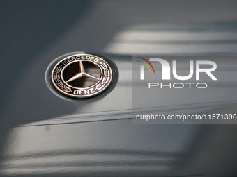 The Mercedes-Benz logo is seen during the Tuning Show Expo in Krakow, Poland, on September 8, 2024. (