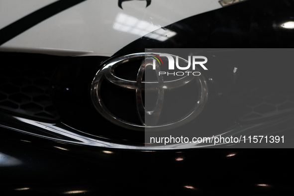 The Toyota logo is seen during the Tuning Show Expo in Krakow, Poland, on September 8, 2024. 