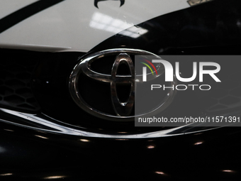 The Toyota logo is seen during the Tuning Show Expo in Krakow, Poland, on September 8, 2024. (