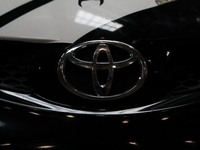 The Toyota logo is seen during the Tuning Show Expo in Krakow, Poland, on September 8, 2024. (