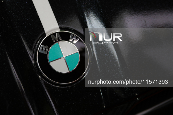 The BMW logo is seen during the Tuning Show Expo in Krakow, Poland, on September 8, 2024. 