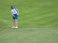 GAINESVILLE, VIRGINIA - SEPTEMBER 13: Leona Maguire of Team Europe follows her putt on the 14th green during Fourball Matches on Day One of...