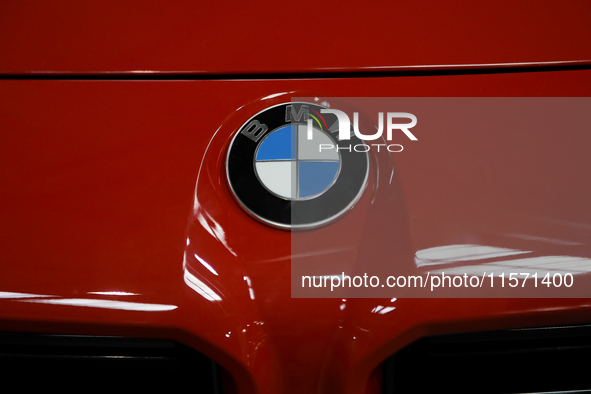 The BMW logo is seen during the Tuning Show Expo in Krakow, Poland, on September 8, 2024. 