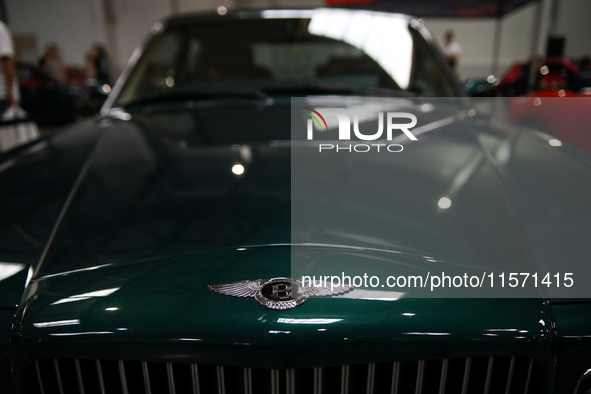 The Bentley logo is seen during the Tuning Show Expo in Krakow, Poland, on September 8, 2024. 