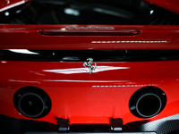 The Ferrari logo is seen during the Tuning Show Expo in Krakow, Poland, on September 8, 2024. (