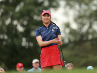 GAINESVILLE, VIRGINIA - SEPTEMBER 13: Alison Lee of the United States reacts to her putt on the third green during Fourball Matches on Day O...