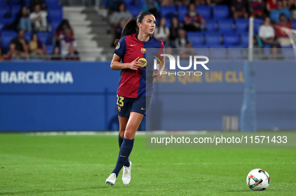 Ingrid Engen plays during the match between FC Barcelona Women and Real Sociedad Women, corresponding to week 2 of the Liga F, at the Johan...