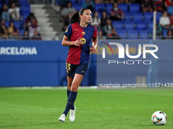 Ingrid Engen plays during the match between FC Barcelona Women and Real Sociedad Women, corresponding to week 2 of the Liga F, at the Johan...