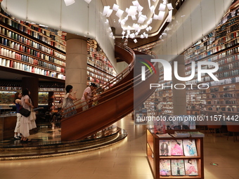 People visit TSUTAYA BOOKS in Xi'an, China, on September 13, 2024. On September 9, Xi'an TSUTAYA BOOKS issues a notice of closure and will c...