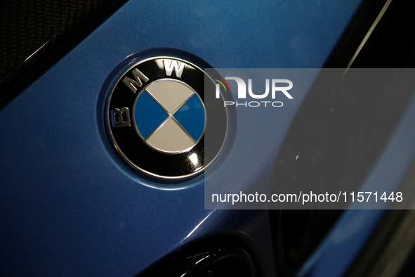 The BMW logo is seen during the Tuning Show Expo in Krakow, Poland, on September 8, 2024. 